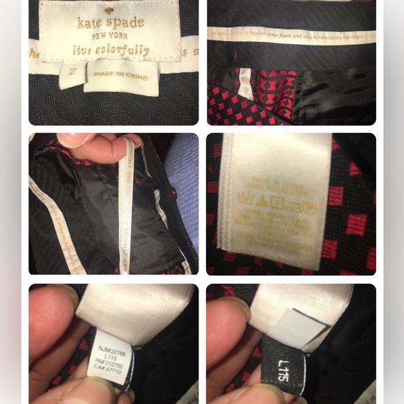 Kate Spade Avery Black/Red Diamond Print Ankle Crop Pants in Size 2. - Picture 12 of 12
